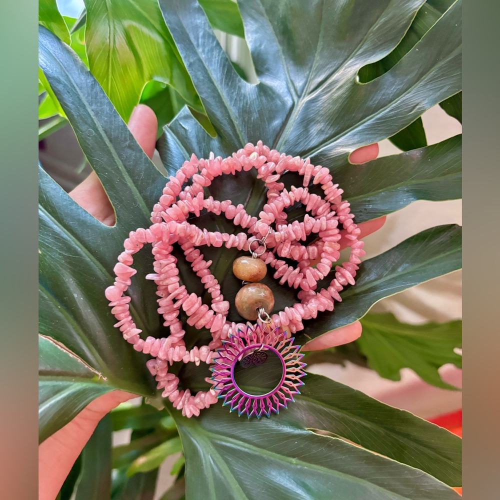 Rhodochrosite & Agate necklace - Picture 3 of 3